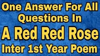 One answer for all the  questions in A Red Red Rose Inter first year english
