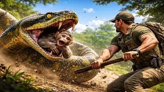 Heroic Rescue Team Saves a Baby Monkey from a GIANT Anaconda Attack 🐒🐍