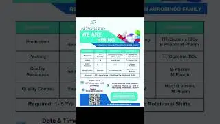 Вакансия в Aurobindo Pharma | Набор сотрудников Aurobindo | Последние вакансии в фармацевтике #ра...
