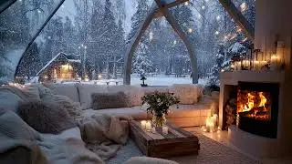 Gentle Piano Flow and Crackling Fireplace ❄️ Serene Winter Evening Ambience for Restful Sleep