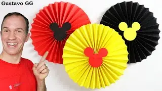 Como hacer abanicos de papel✨ cumplea&ntilde;os mickey mouse - rosetas o rosetones de papel