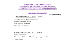 DETAILED SYLLABUS OF OVERSEER GRADE III IN KWA ,DRAFTSMAN GRADE II IN GROUND WATER DEPARTMENT|2025|