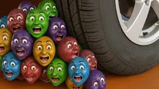 Crushing Experiments! Car vs CGI Fruit Faces |Oddly Satisfying ASMR 4K | Crunchy Stress Relief Video