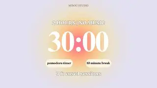 🌷 2 Hour Silent Pomodoro Timer | Soft Peachy Haze Aesthetic | 30/10 Method 🌷