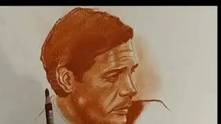 Marcello Mastroianni portrait - Tecnica classica a sanguigna