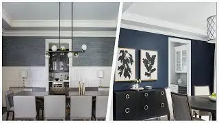 75 Brown Floor Dining Room With Blue Walls Design Ideas You'll Love ⭐️