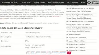 NIOS Class 10 Date Sheet 2019 (Released)