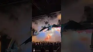 Toothless and Hiccup take flight during the Untrainable Dragon show at Universal Epic Universe!
