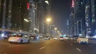 Driving on Dubai Most Famous Sheikh Zayed Road at Night | Dubai, United Arab Emirates