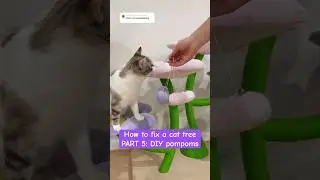 PART 5| how to fix and upcycle a cat tree: DIY pompoms 🧶💕 #cattree #diy #diyproject #pompom