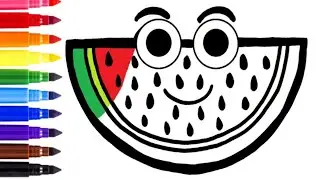 Draw and Color Watermelon Drawing for Kids and Toddlers| Watermelon Drawing and Coloring