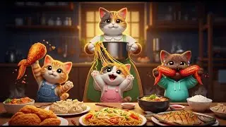 OMG! Cute Cat Family Makes Dinner Together 😿🍜 Super Chaotic & Funny!