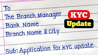 Application For KYC Update | Application For KYC in Bank | Bank Account KYC Application |