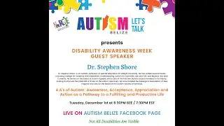 Autism Belize Presents Dr. Stephen Shore on the 4As of Autism