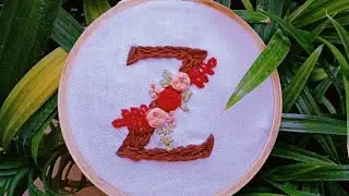 Floral Monogram letter Z Embroidery Tutorial 🥀✨