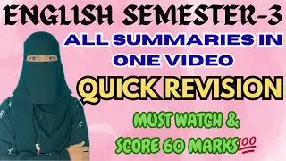 ALL SUMMARIES IN ONE VIDEO | Degree 3rd semester English all summaries just in 19 minutes💯full marks