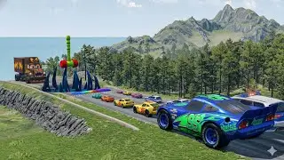 McQueen & Police Squad: Escaping the Giant Monster Mouth and Zombie Mack! &ndash; BeamNG.drive