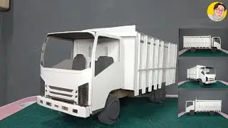 Membuat Miniatur Truk Isuzu NMR71 dari Kardus Bekas
