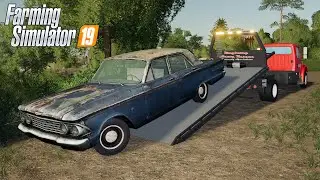 FS19 - TRANSPORTING an old forgotten FORD with TOW TRUCK - Farming Simulator 2019 Truck Mod