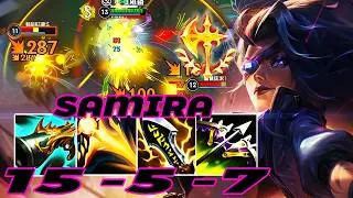 WILD RIFT SAMIRA ADC GAMEPLAY | 15 -5 -7 MVP | SAMIRA BUILD RUNES