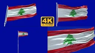 Lebanon flag green screen 4k