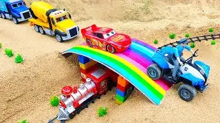 Rescue Police Car and Bridge Construction Vehicles Bulldozer,Fire Truck,Crane,Transporting Cars