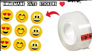 How to make cute stickers at home very easy to make using tape,....homemade emoji stickers 