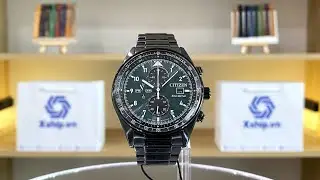 Xship.vn: Highlights | Citizen Green Dial Chronograph Eco Drive Watch CA0775-87X