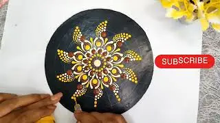 Dot Mandala art  🎨 how to draw dot Mandala on MDF board 🔥 ASMR part 2