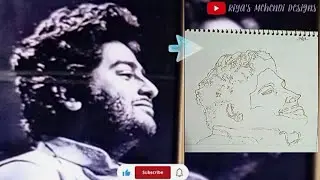 How to Draw Arijit Singh Outline Using Mehndi Cone ✍🏻 | Portrait Sketch Tutorial | Part 1