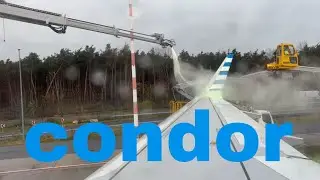 Spektakul&auml;re Enteisung vor dem Start! | Condor Flug ab Frankfurt &ndash; Blick aus dem Passagierraum