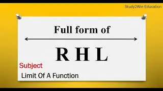 RHL ka full form | Full form of RHL in English | Subject -  limit of a function