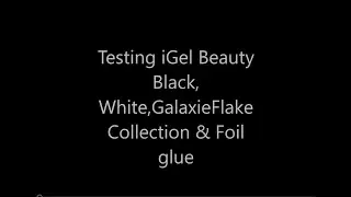 iGel Beauty | Black & White Swatch | Galaxy Flake Collection | Foil Glue