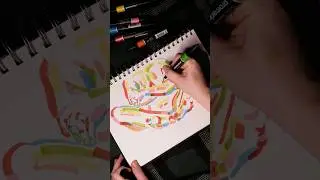 how I use vibrant colors to draw a body with markers #asmrdrawing #markers #drawing #painting #art