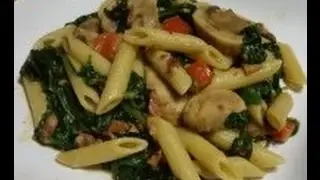 Penne Pasta With Spinach and Mushrooms
