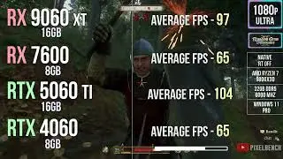 RX 9060 XT 16GB vs RX 7600 vs RTX 5060 TI vs RTX 4060 - Tested in 16 Games