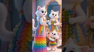 Loving baby helping mommy cat for getting ready #trending