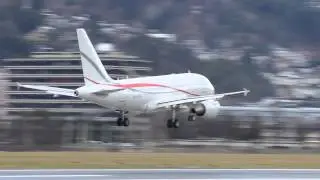Tyrolean Jet Service Airbus A318 [OE-LUX] smooth landing Innsbruck