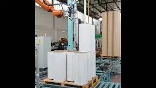 Paper Tube Palletizing and Wrapping Cell
