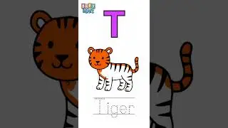 Color & Trace Alphabets A to Z with Words - T - Tiger | Coloring & Drawing for kids | #shorts
