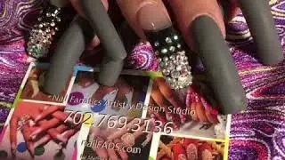 Jackie&rsquo;s Slate Grey Naturally Grown Extreme Long Nails by Melinda NailFanatic