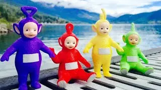 TELETUBBIES Toys Jump In a Cold Lake Video Compilation!