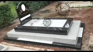 The process of making a Granite and Terrazzo Grave with a Granite Headstone.