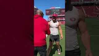 Nick Bosa and Charles Haley sideline
