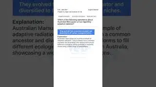 Adaptive Radiation in Australian Marsupials BIOLOGY 12th