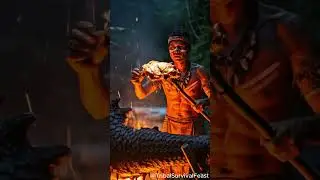 Tribal Man Roasts a Giant Dragon Over Fire | Epic Fantasy Feast 🐉 #shorts