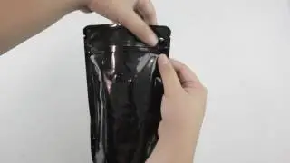 Black Standing Zip Lock Resealable Pouch with Valve- ZPWV001 (black)