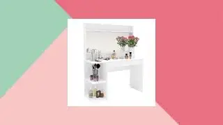 Boahaus Berenice Dressing Table, White, 2 Drawers, 3 Shelves