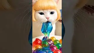 AI Cat & Shark Eating Fruit Jelly | Oddly Satisfying ASMR #asmr #aicat #jellyasmr