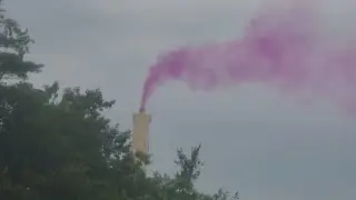 Purplish vapor emits from ecomaine facility for second day